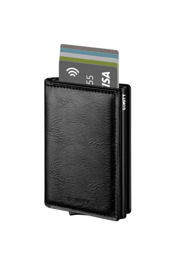 Leather wallet/card pocket – RFID/NFC-blocking (black)