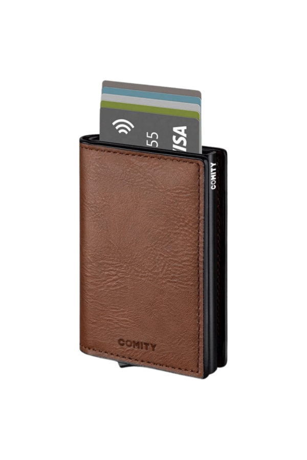 Leather wallet/card pocket – RFID/NFC-blocking (brown)