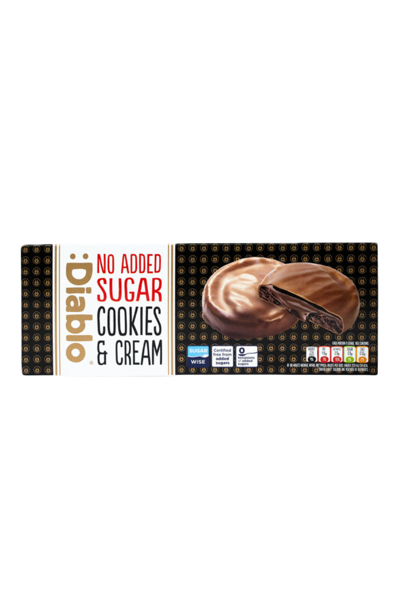 Diablo Sugar Free Dark Chocolate & Cream Biscuits (without added sugar), 128 g