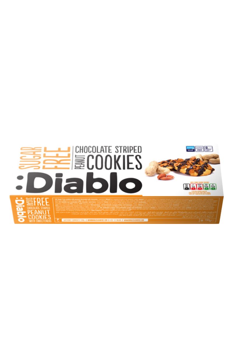 Sugar-free cookies Diablo Sugar Free Chocolate Striped Peanuts, 150 g