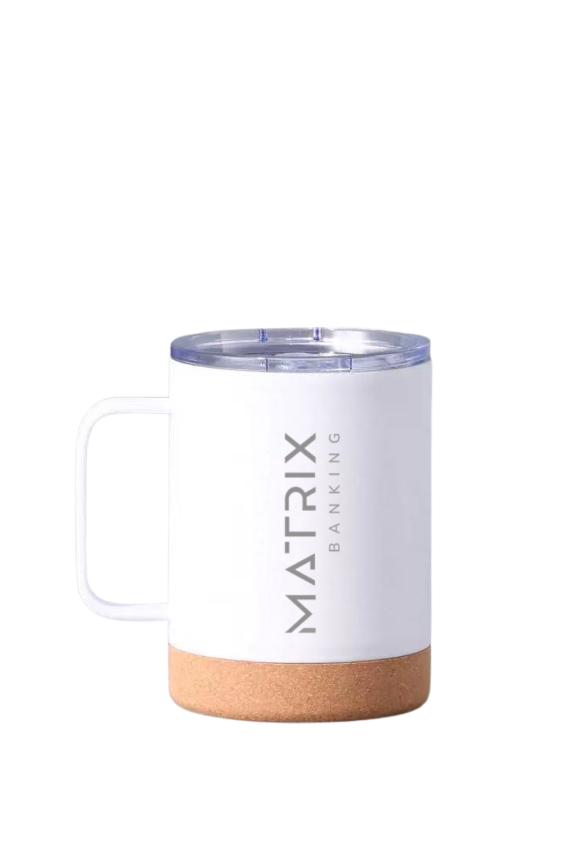 Stainless steel Matrix coffee mug, White